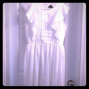 White flounce sleeve dress